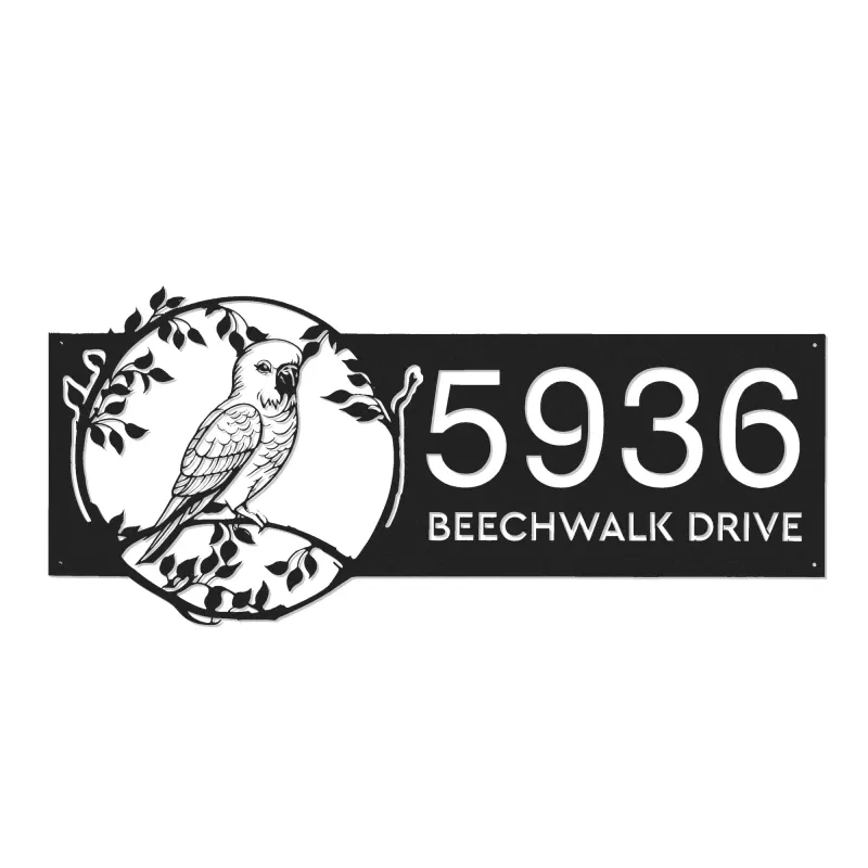 Custom Metal Budgerigar bird Metal Address Sign Custom Hanging Address Plaque House number Yard Sign Outdoor Sign