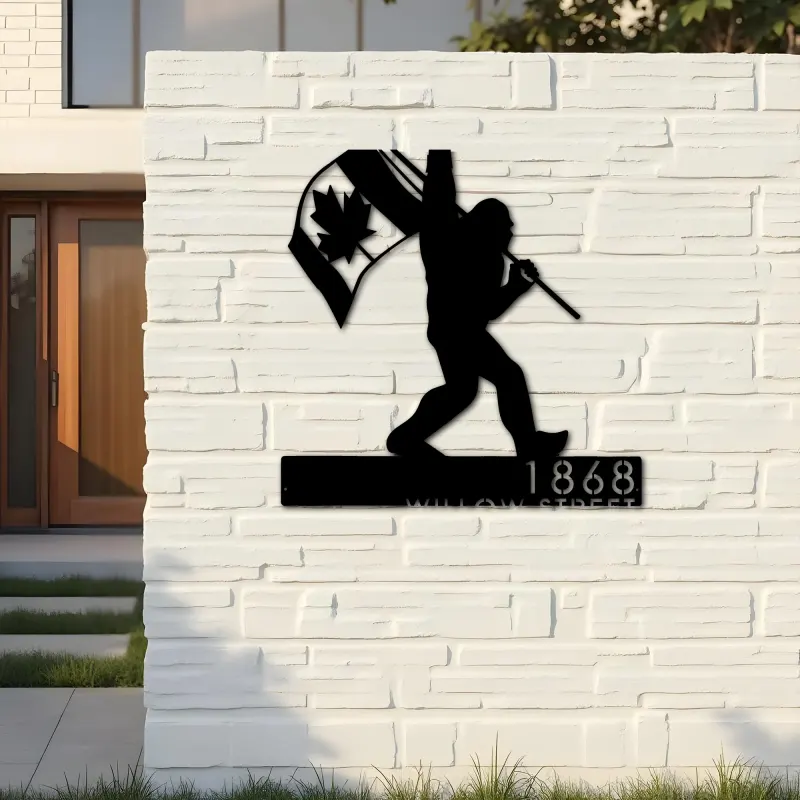 Custom Metal Bigfoot Sasquatch With Canada Flag Metal Address Sign Custom Hanging Address Plaque Yard Sign Outdoor Sign