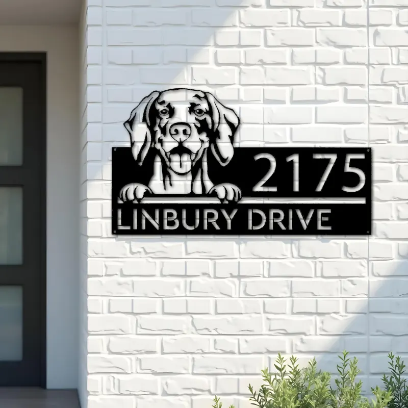 Custom Metal Weimaraner Dog Cute puppy Metal Address Sign House number Hanging Address Plaque Yard Sign Outdoor decor