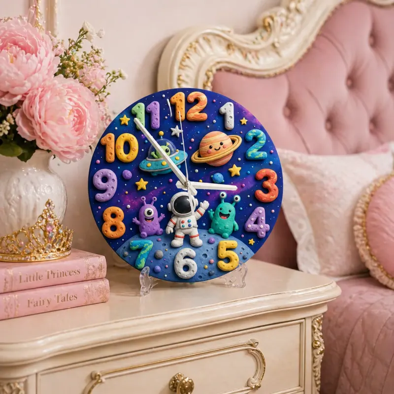 Playful Outer Space Kids Room Wall Clock