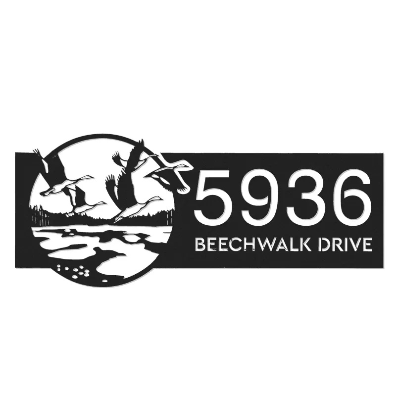 Custom Metal Ducks Wild animal wildlife Metal Address Sign, House number, Outdoor Number Signage, Yard Sign Address Plate
