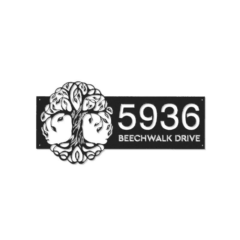 Custom Metal tree of life Metal Address Sign, House number, Outdoor Number Signage, Yard Sign Address Plate