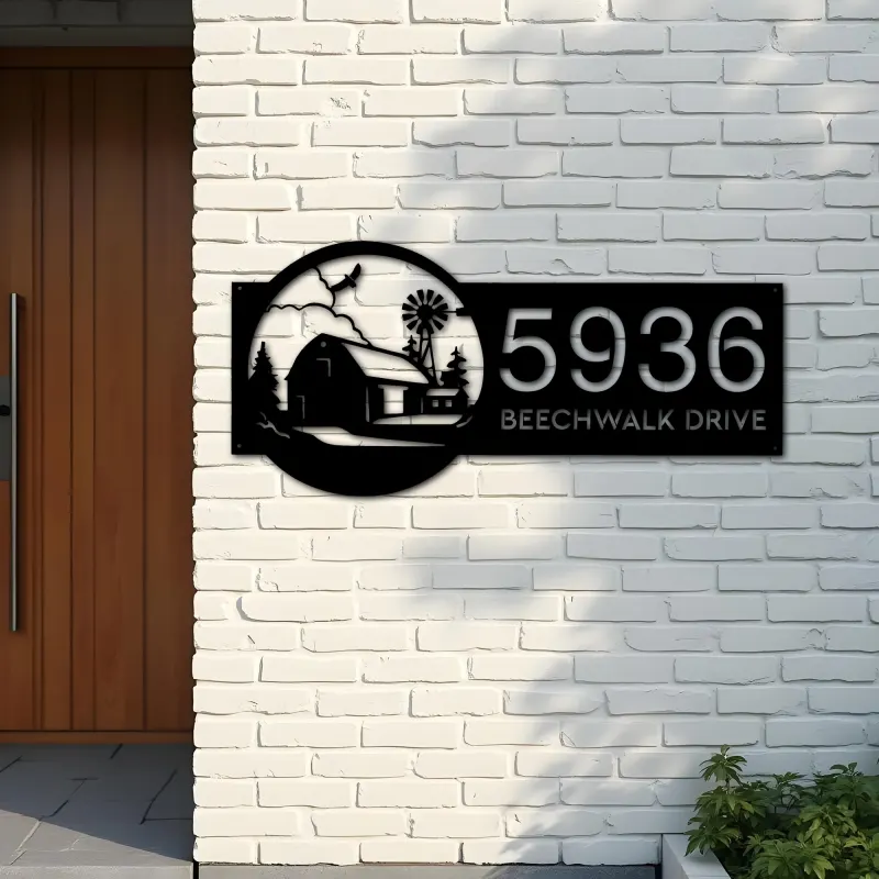Custom Metal Farmhouse ranch Metal Address Sign, House number, Outdoor Number Signage, Yard Sign Address Plate