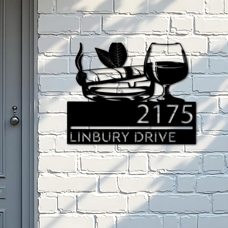 Custom Metal Gentlemen Club bar Metal Address Sign, House number, Outdoor Number Signage, Yard Sign Address Plate