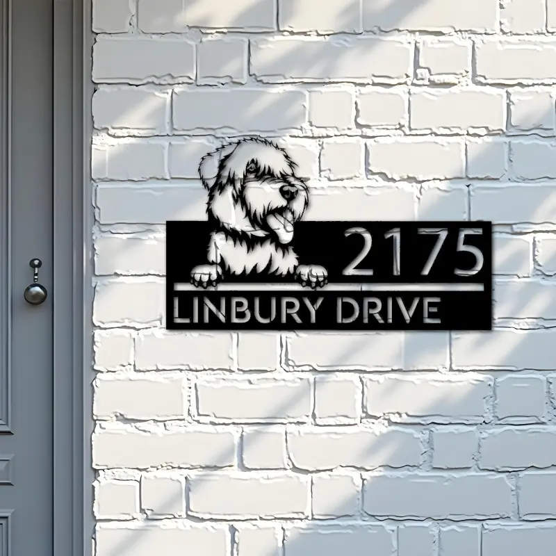 Custom Metal Wheaten Terrier dog Puppy Metal Address Sign House number Hanging Address Plaque Yard Sign Outdoor decor