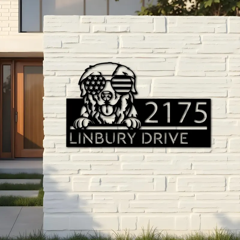 Custom Metal Great Pyrenees Dog Cute puppy Metal Address Sign House number Hanging Address Plaque Yard Sign Outdoor decor