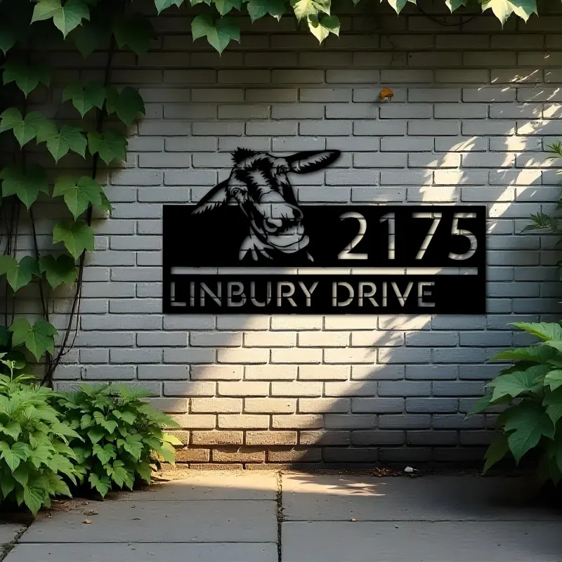 Custom Metal Peeking Donkey farm animal ranch Metal Address Sign, House number, Outdoor Number Signage, Yard Sign Address Plate