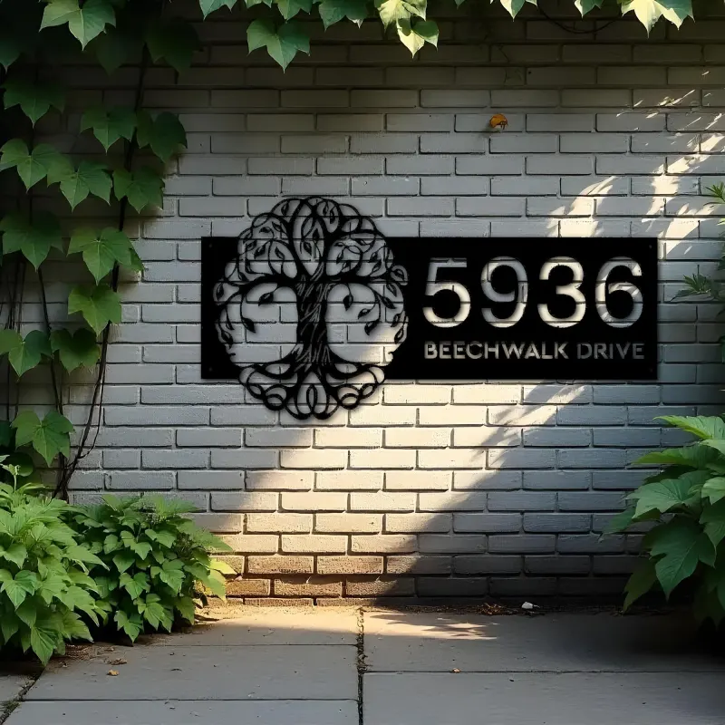 Custom Metal tree of life Metal Address Sign, House number, Outdoor Number Signage, Yard Sign Address Plate