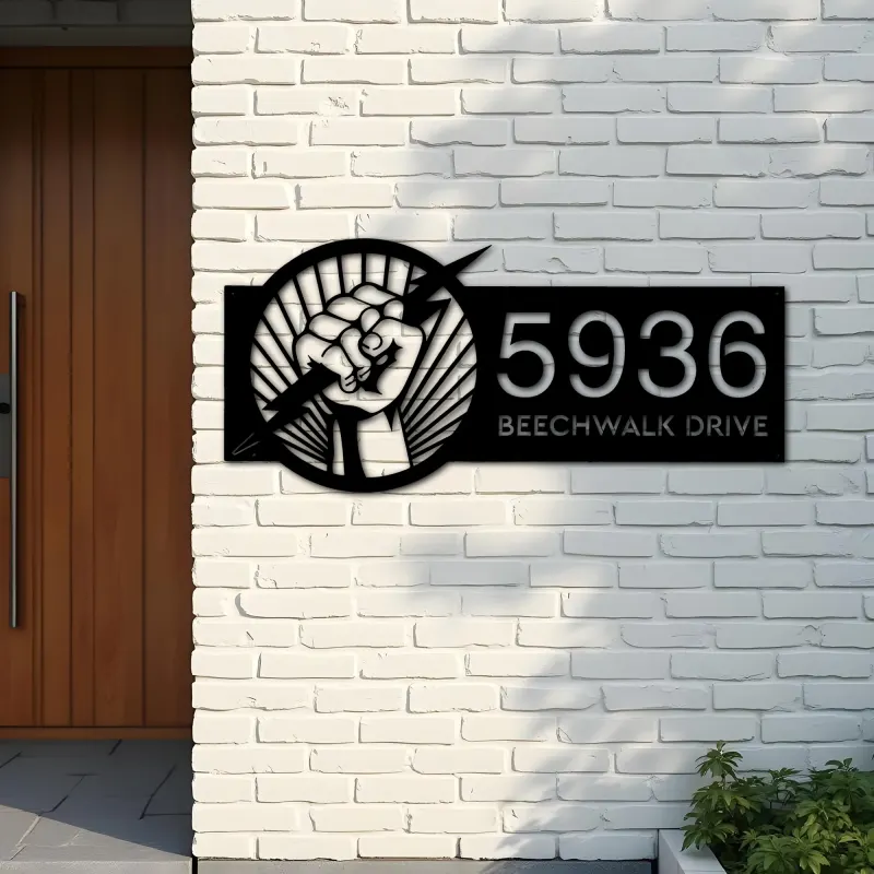 Custom Metal Electrician electrical engineer Metal Address Sign, House number, Outdoor Number Signage, Yard Sign Address Plate
