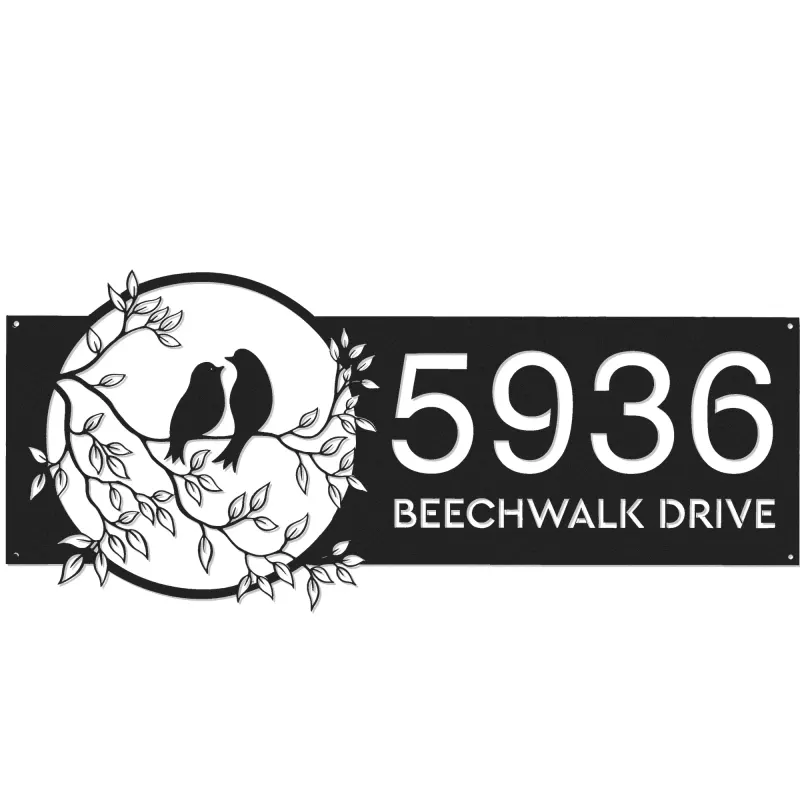 Custom Metal Birds couple Metal Address Sign, House number, Outdoor Number Signage, Yard Sign Address Plate