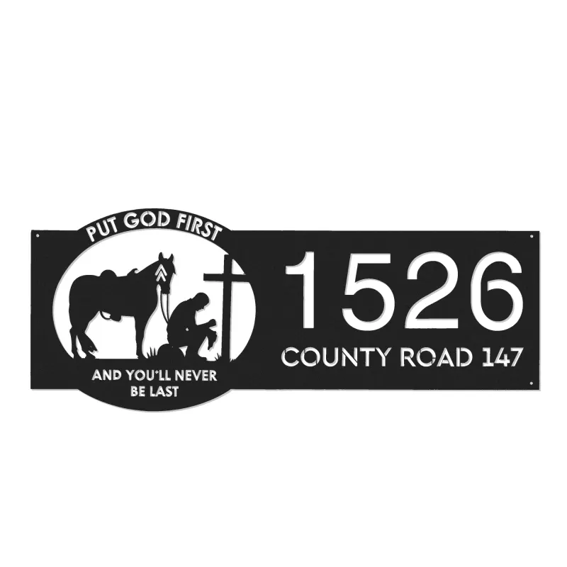 Custom Metal Cowboy and horse Metal Address Sign, House number, Outdoor Number Signage, Yard Sign Address Plate