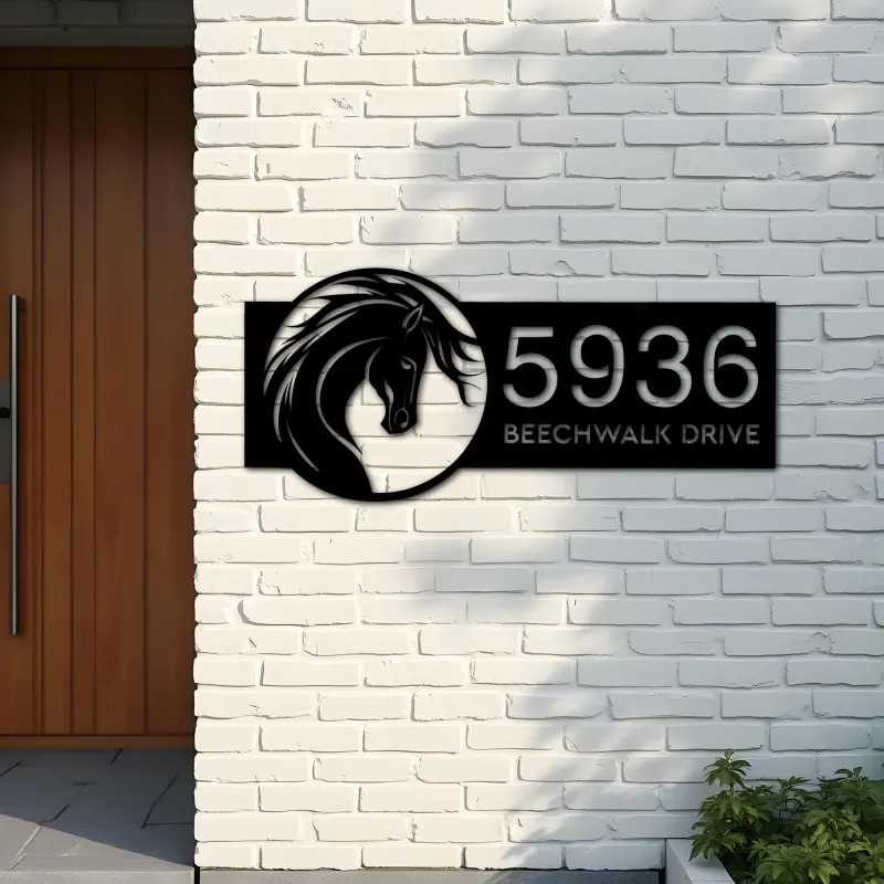Custom Metal Horse head Metal Address Sign, House number, Outdoor Number Signage, Yard Sign Address Plate