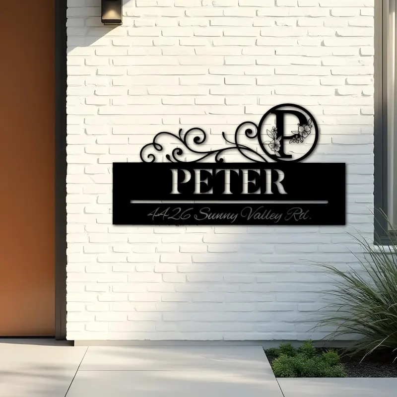 Custom Metal Monogram Letters family name Metal Address Sign House number Hanging Address Plaque Yard Sign Outdoor decor S11