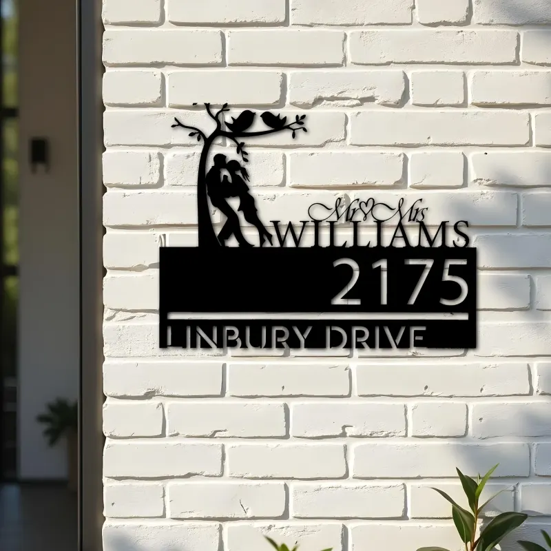 Custom Metal Couple lovers custom name Metal Address Sign, House number, Outdoor Number Signage, Yard Sign Address Plate