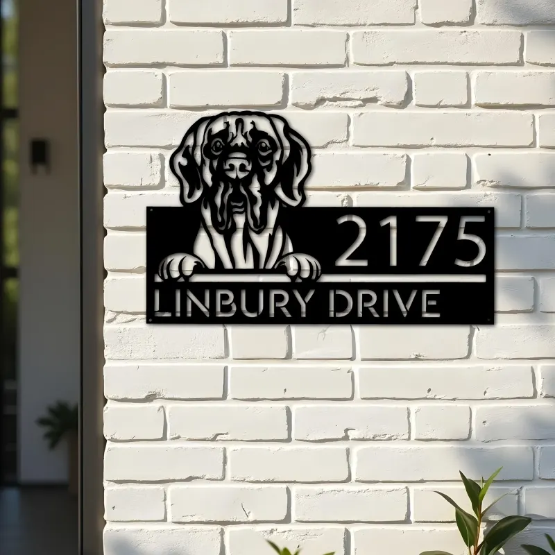 Custom Metal Great Dane dog Cute puppy Metal Address Sign House number Hanging Address Plaque Yard Sign Outdoor decor