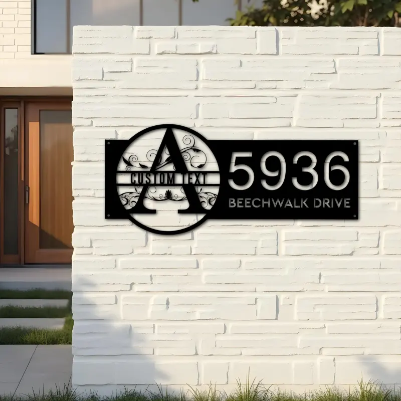 Custom Metal Family name Split Letter Monogram Metal Address Sign, House number, Outdoor Number Signage, Yard Sign Address Plate