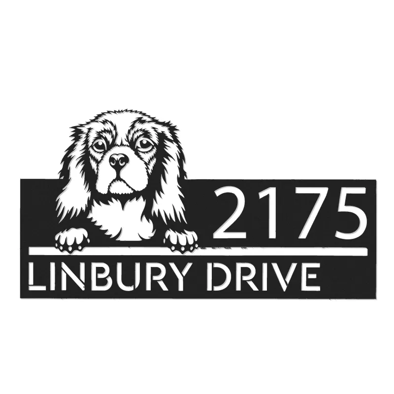 Custom Metal Cocker Spaniel dog Puppy Metal Address Sign House number Hanging Address Plaque Yard Sign Outdoor decor