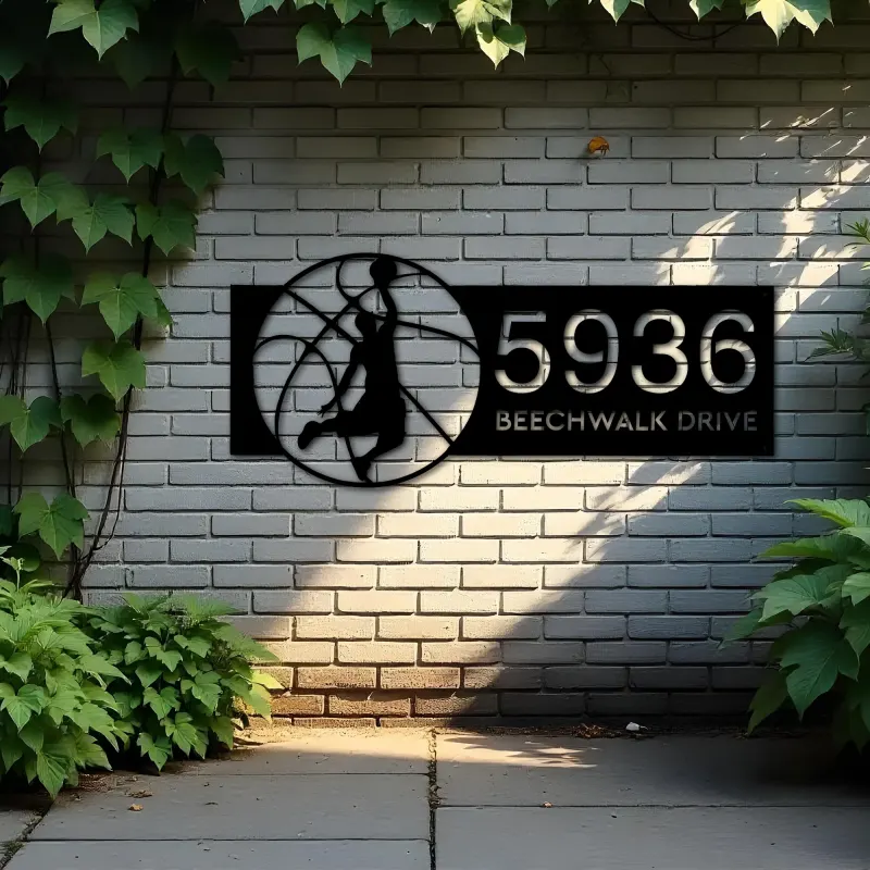 Custom Metal Basketball player Metal Address Sign, House number, Outdoor Number Signage, Yard Sign Address Plate