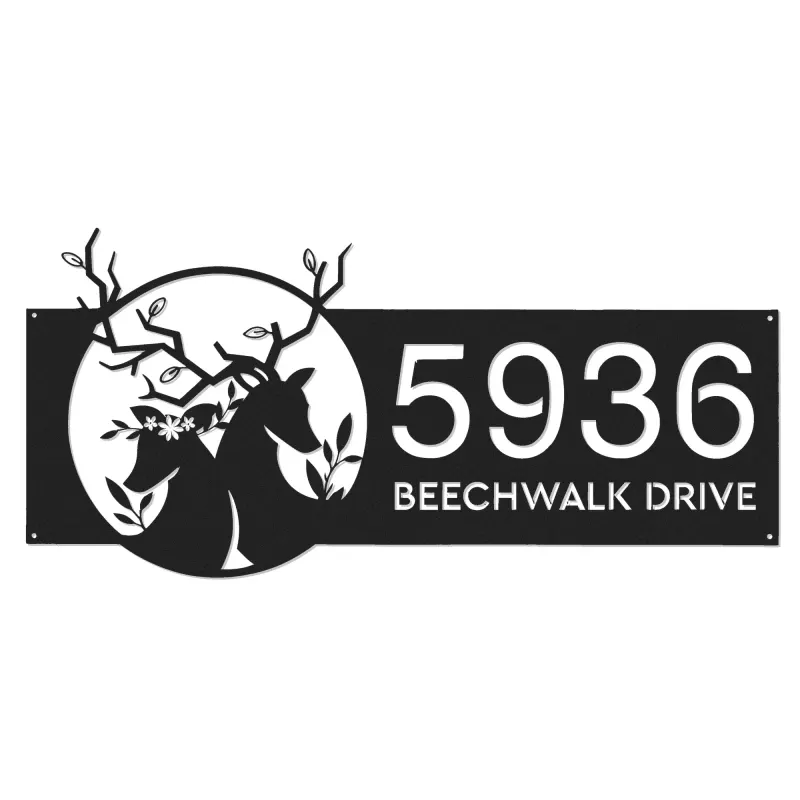 Custom Metal Deer couple Metal Address Sign, House number, Outdoor Number Signage, Yard Sign Address Plate