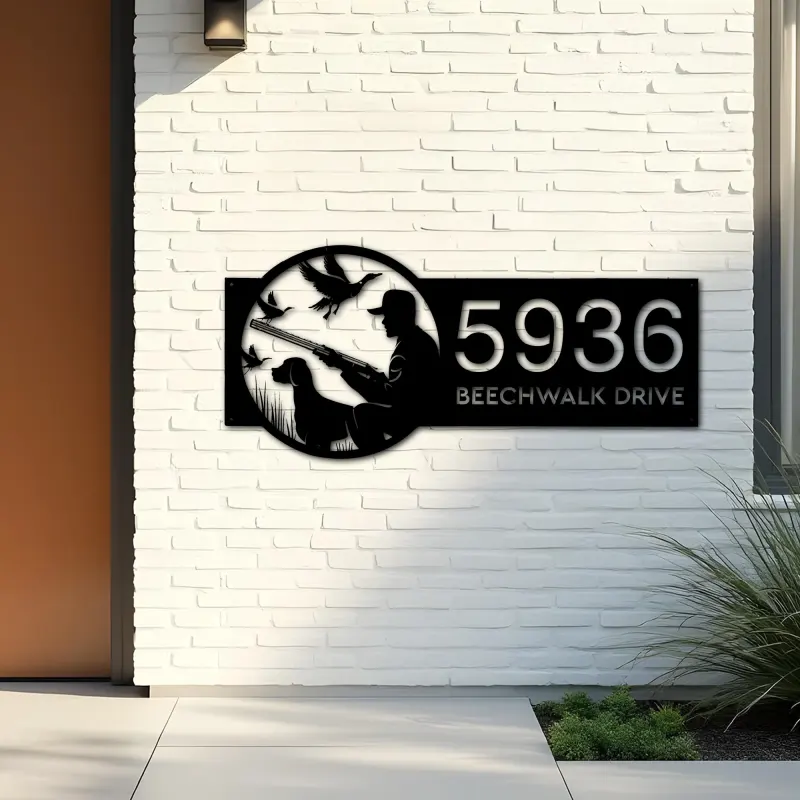 Custom Metal Duck hunting Metal Address Sign Custom House number Hanging Address Plaque Yard Sign Outdoor