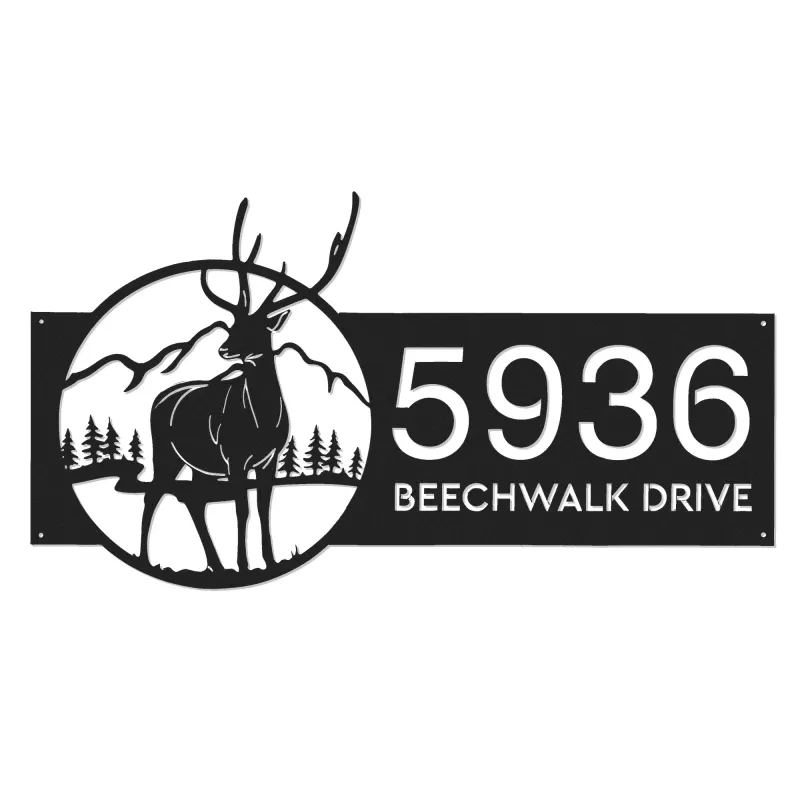 Custom Metal Deer wild life mountain forest Metal Address Sign, House number, Outdoor Number Signage, Yard Sign Address Plate