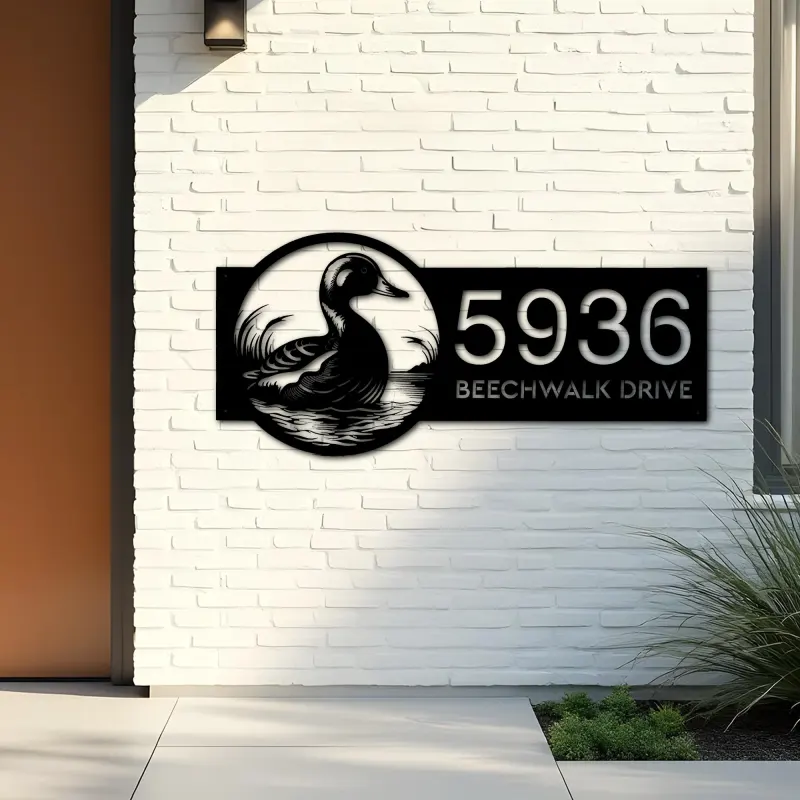 Custom Metal Duck Metal Address Sign Custom Hanging Address Plaque House number Yard Sign Outdoor Sign