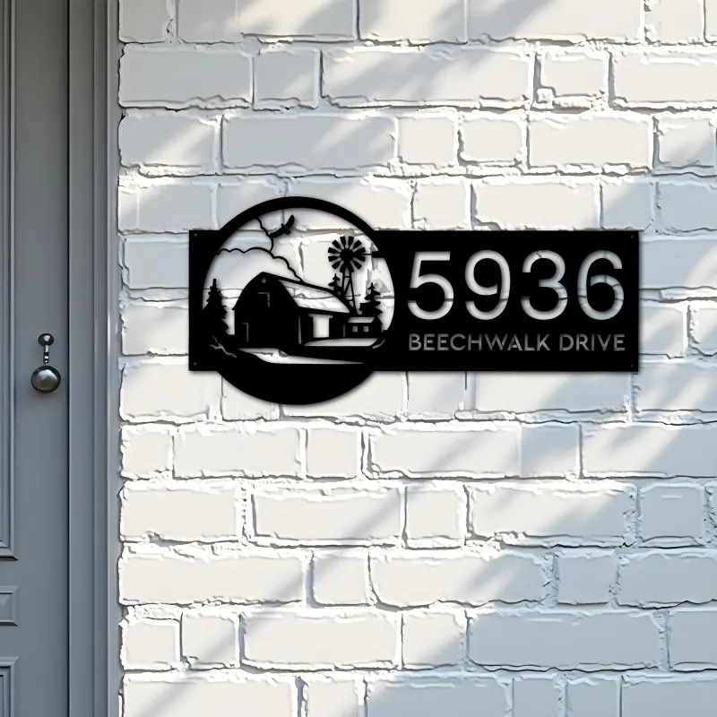 Custom Metal Farmhouse ranch Metal Address Sign, House number, Outdoor Number Signage, Yard Sign Address Plate
