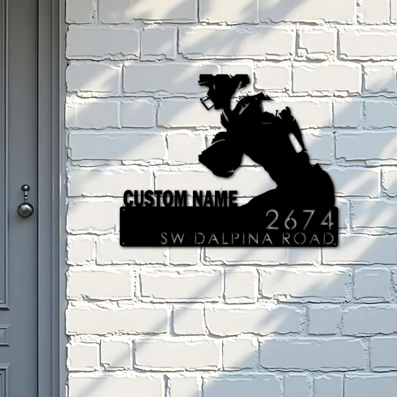 Custom Metal Football Player Custom Name Metal Address Sign, House number, Outdoor Number Signage, Yard Sign Address Plate
