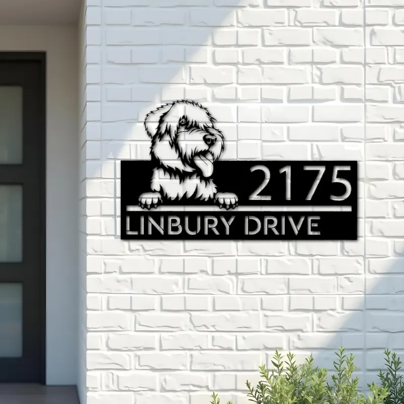 Custom Metal Wheaten Terrier dog Puppy Metal Address Sign House number Hanging Address Plaque Yard Sign Outdoor decor