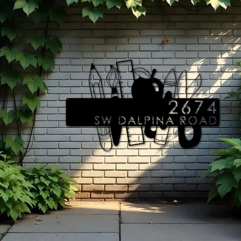 Custom Metal Teacher Back to school learning tools Metal Address Sign, House number, Outdoor Number Signage, Yard Sign Address Plate