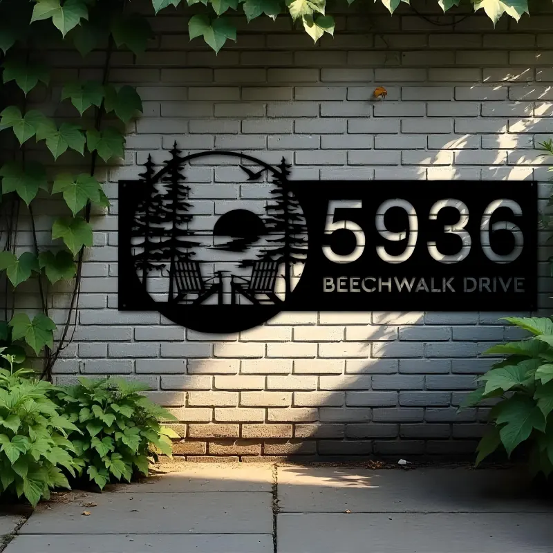 Custom Metal Sunset Scene Metal Address Sign, House number, Outdoor Number Signage, Yard Sign Address Plate