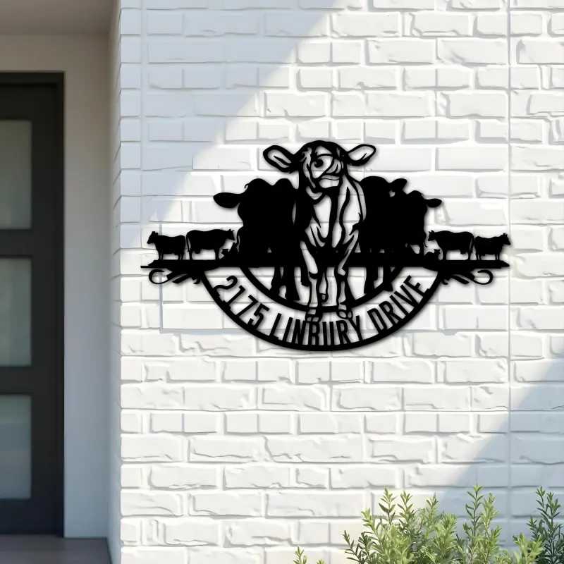 Custom Metal Farm ranch Metal Address Sign, House number, Outdoor Number Signage, Yard Sign Address Plate