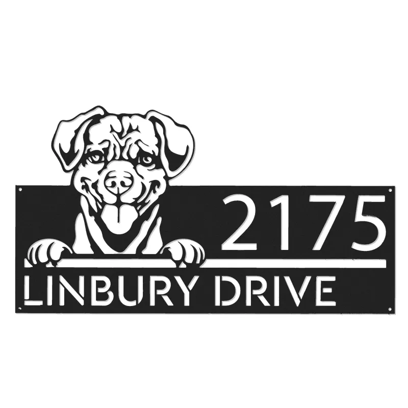 Custom Metal Puggle Dog Cute puppy Metal Address Sign House number Hanging Address Plaque Yard Sign Outdoor decor