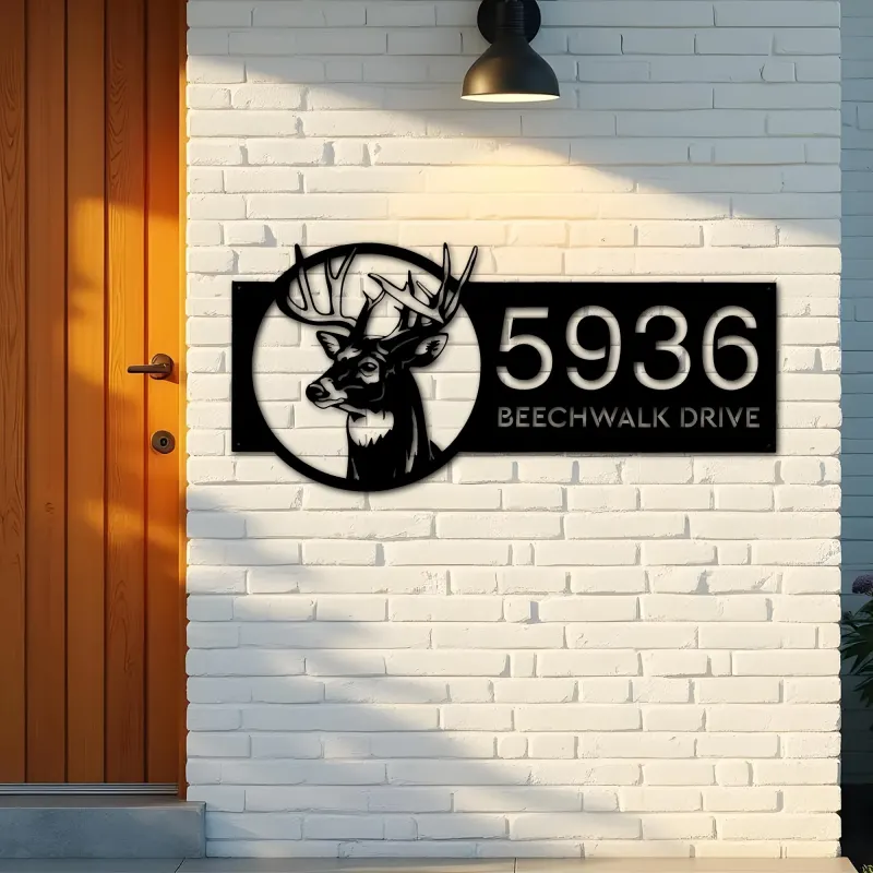 Custom Metal Deer head Metal Address Sign, House number, Outdoor Number Signage, Yard Sign Address Plate