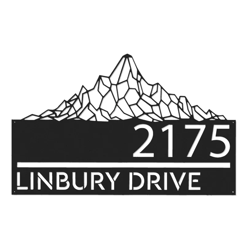 Custom Metal Mountain scene Metal Address Sign, House number, Outdoor Number Signage, Yard Sign Address Plate002