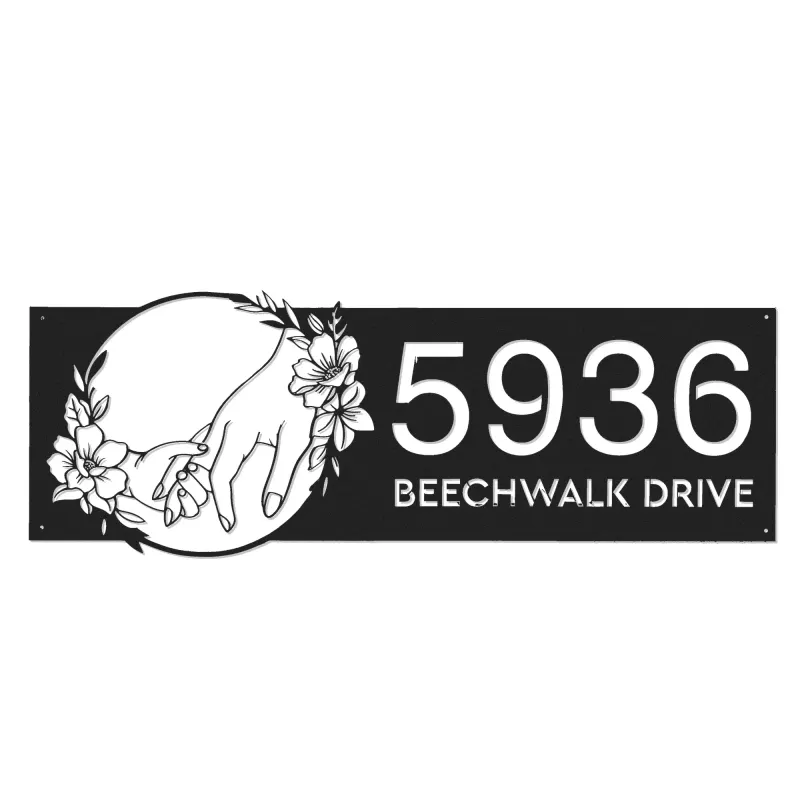 Custom Metal Mother hold children 39 s hand Mom and baby Metal Address Sign House number Hanging Address Plaque Yard Sign Outdoor
