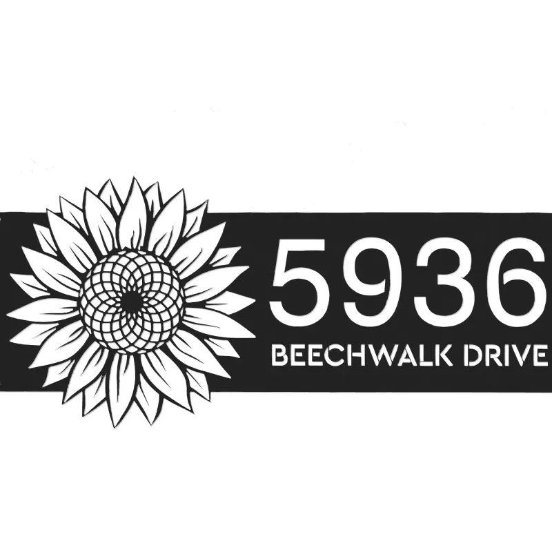 Custom Metal Sunflower Metal Address Sign, House number, Outdoor Number Signage, Yard Sign Address Plate
