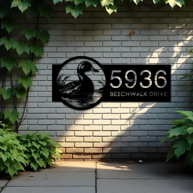 Custom Metal Duck Metal Address Sign Custom Hanging Address Plaque House number Yard Sign Outdoor Sign