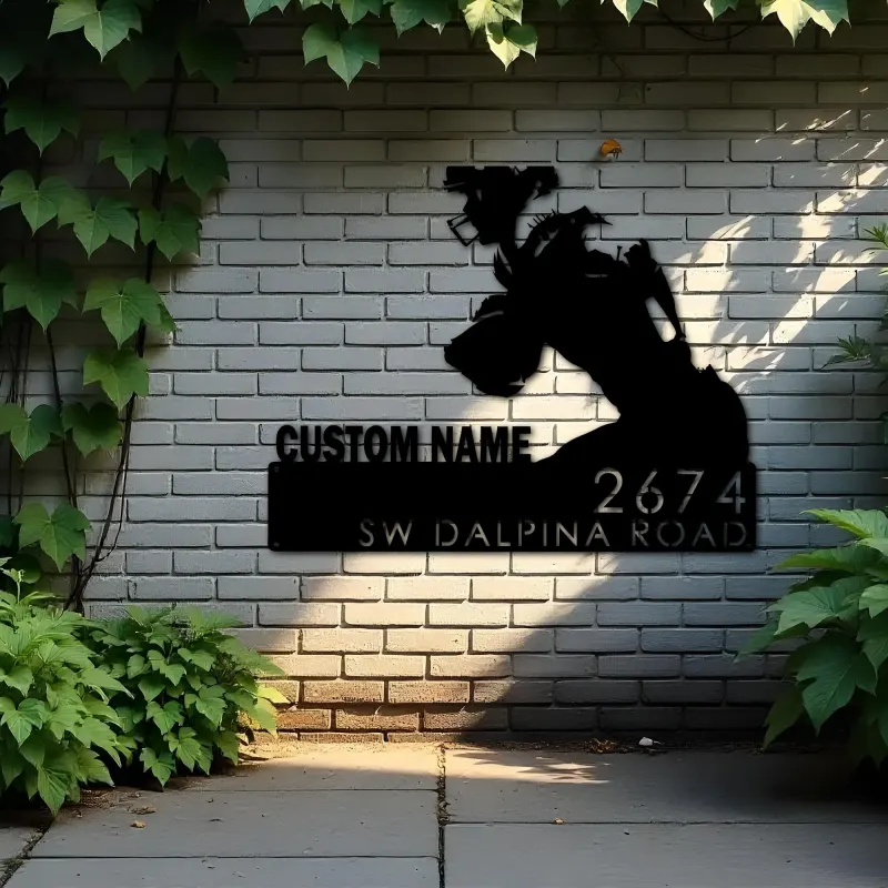 Custom Metal Football Player Custom Name Metal Address Sign, House number, Outdoor Number Signage, Yard Sign Address Plate