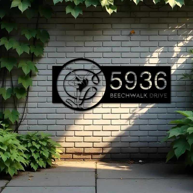 Custom Metal Gymnastic ballet dancer Metal Address Sign Custom House number Hanging Address Plaque Yard Sign Outdoor