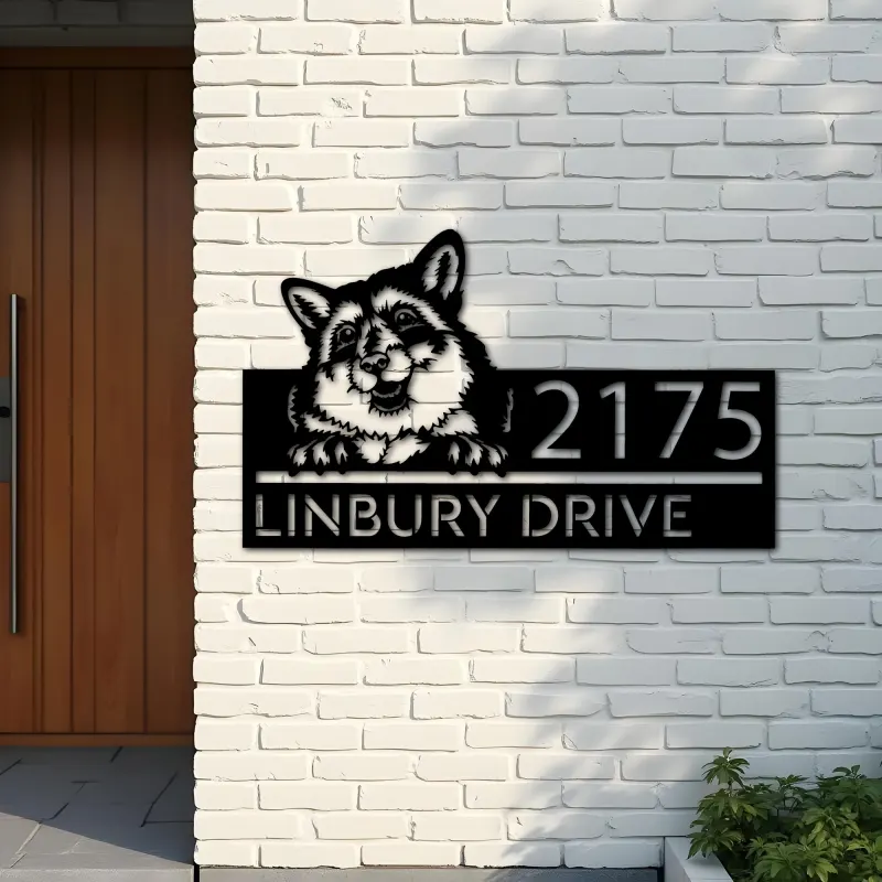 Custom Metal Peeking Fox Wild animal wildlife Metal Address Sign, House number, Outdoor Number Signage, Yard Sign Address Plate