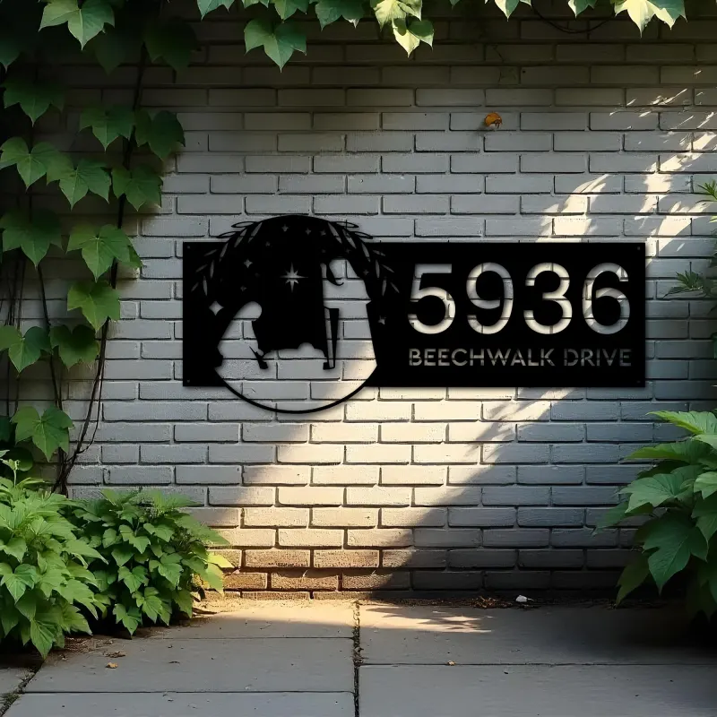 Custom Metal Nativity scene Christian Jesus God Metal Address Sign, House number, Outdoor Number Signage, Yard Sign Address Plate
