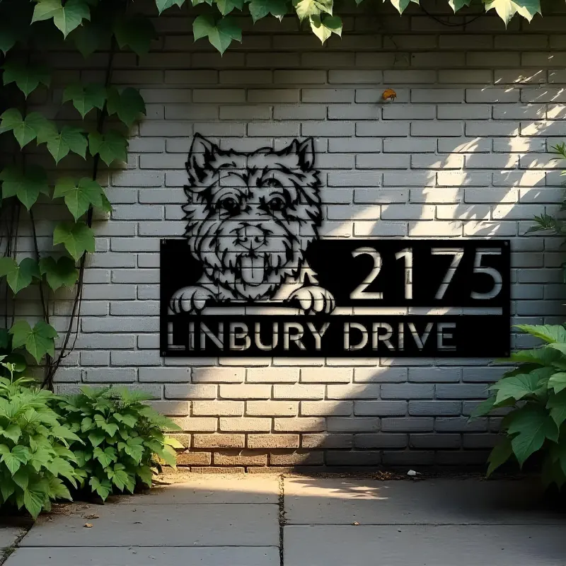 Custom Metal Westie Dog Cute puppy Metal Address Sign House number Hanging Address Plaque Yard Sign Outdoor decor