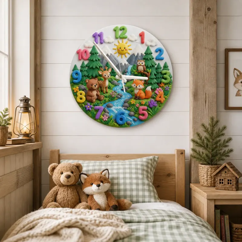 Woodland Animals Forest Kids Room Wall Clock