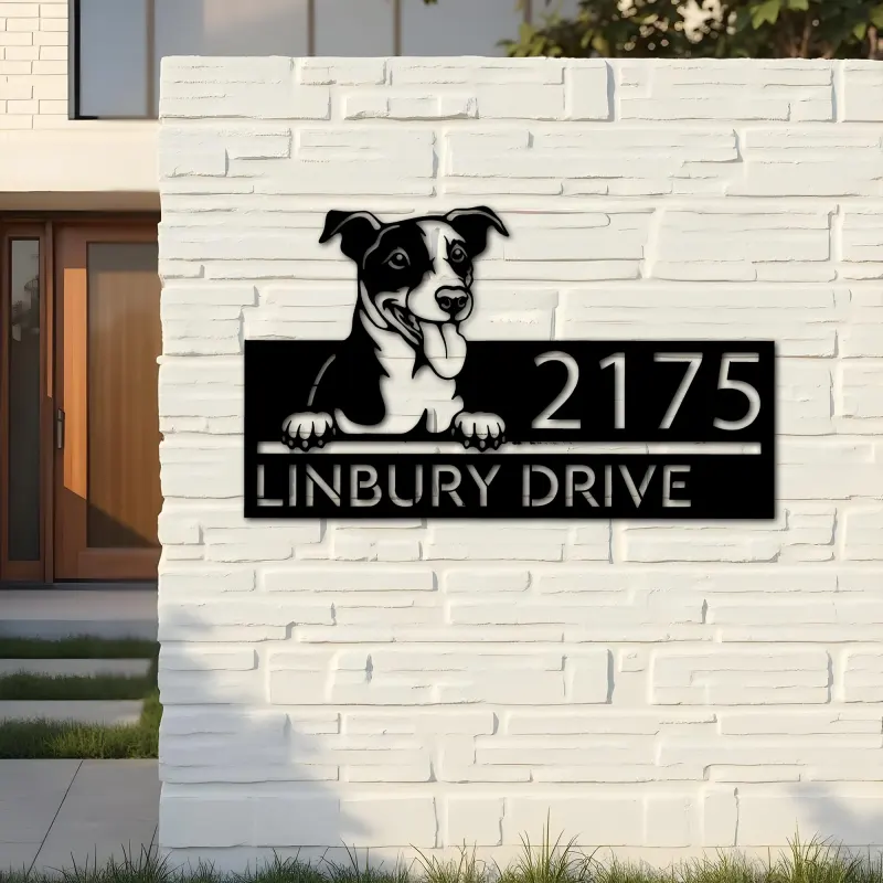 Custom Metal Jack Russell Terrier dog Puppy Metal Address Sign House number Hanging Address Plaque Yard Sign Outdoor decor