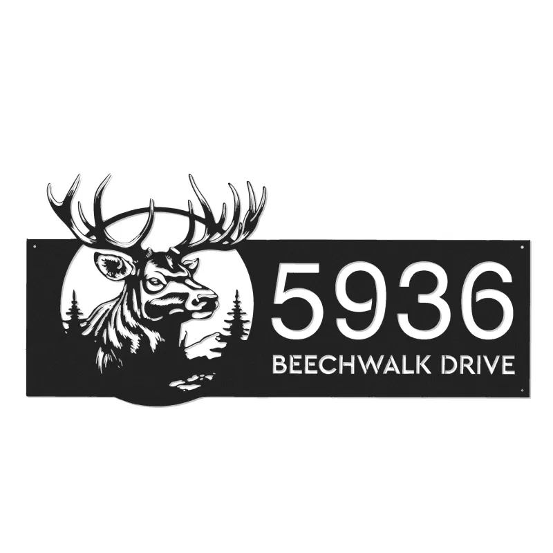 Custom Metal Deer elk forest wildlife Metal Address Sign Custom House Number Hanging Address Plaque Yard Sign Outdoor Sign