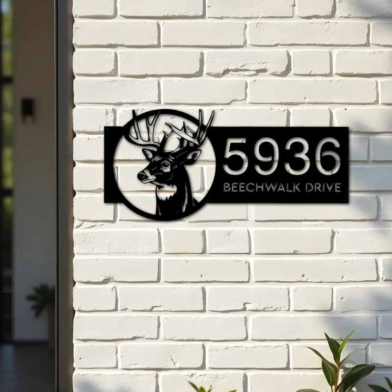 Custom Metal Deer head Metal Address Sign, House number, Outdoor Number Signage, Yard Sign Address Plate