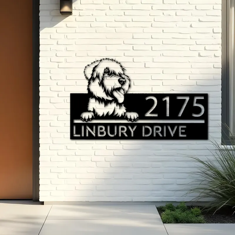 Custom Metal Wheaten Terrier dog Puppy Metal Address Sign House number Hanging Address Plaque Yard Sign Outdoor decor