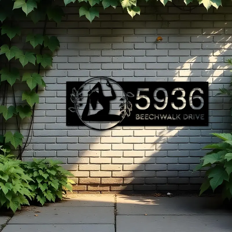 Custom Metal Yoga Meditation Metal Address Sign Custom House number Hanging Address Plaque Yard Sign Outdoor