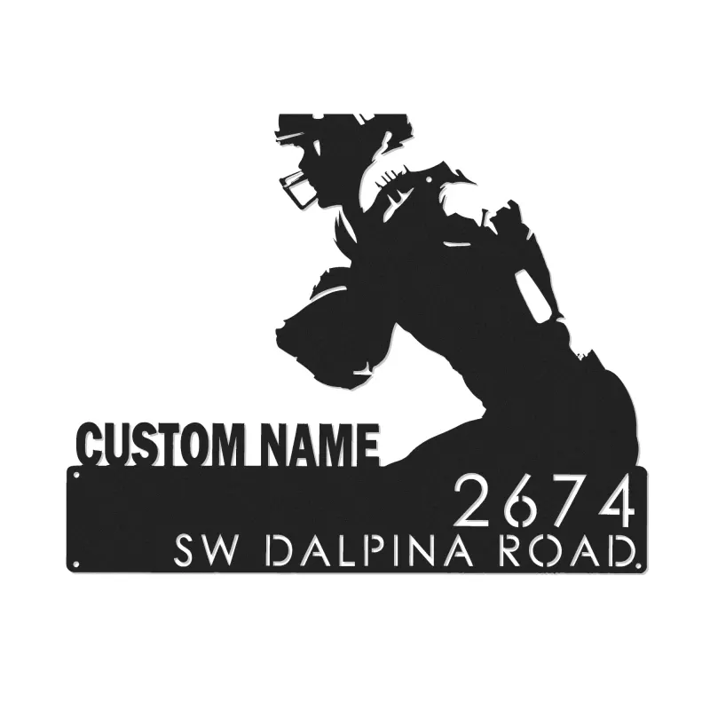 Custom Metal Football Player Custom Name Metal Address Sign, House number, Outdoor Number Signage, Yard Sign Address Plate